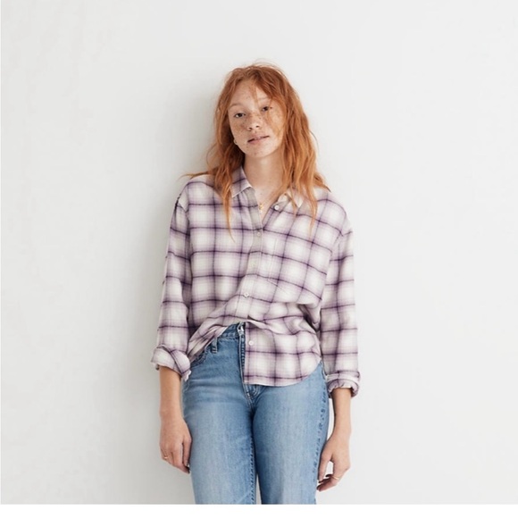 Madewell Tops - Madewell Purple Plaid Button Down Shirt. NWOT, Super cute, size M.